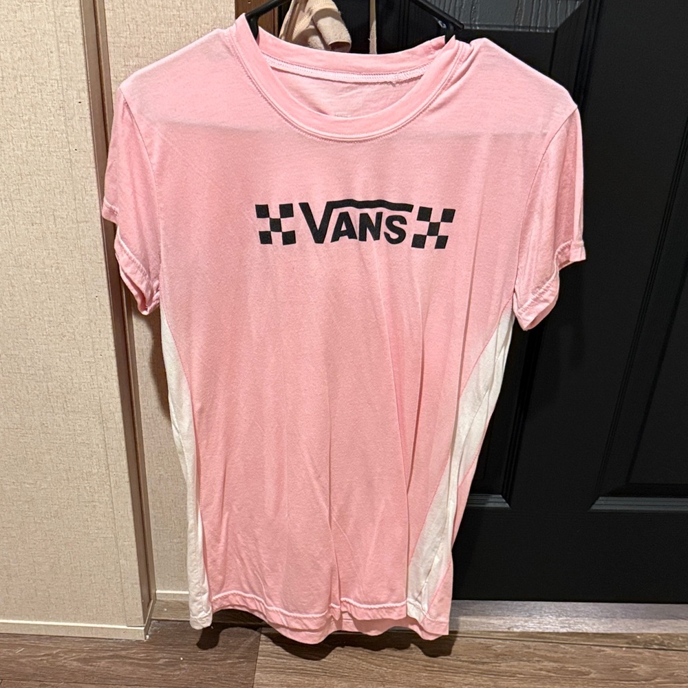Vans Pink and White Logo Tee